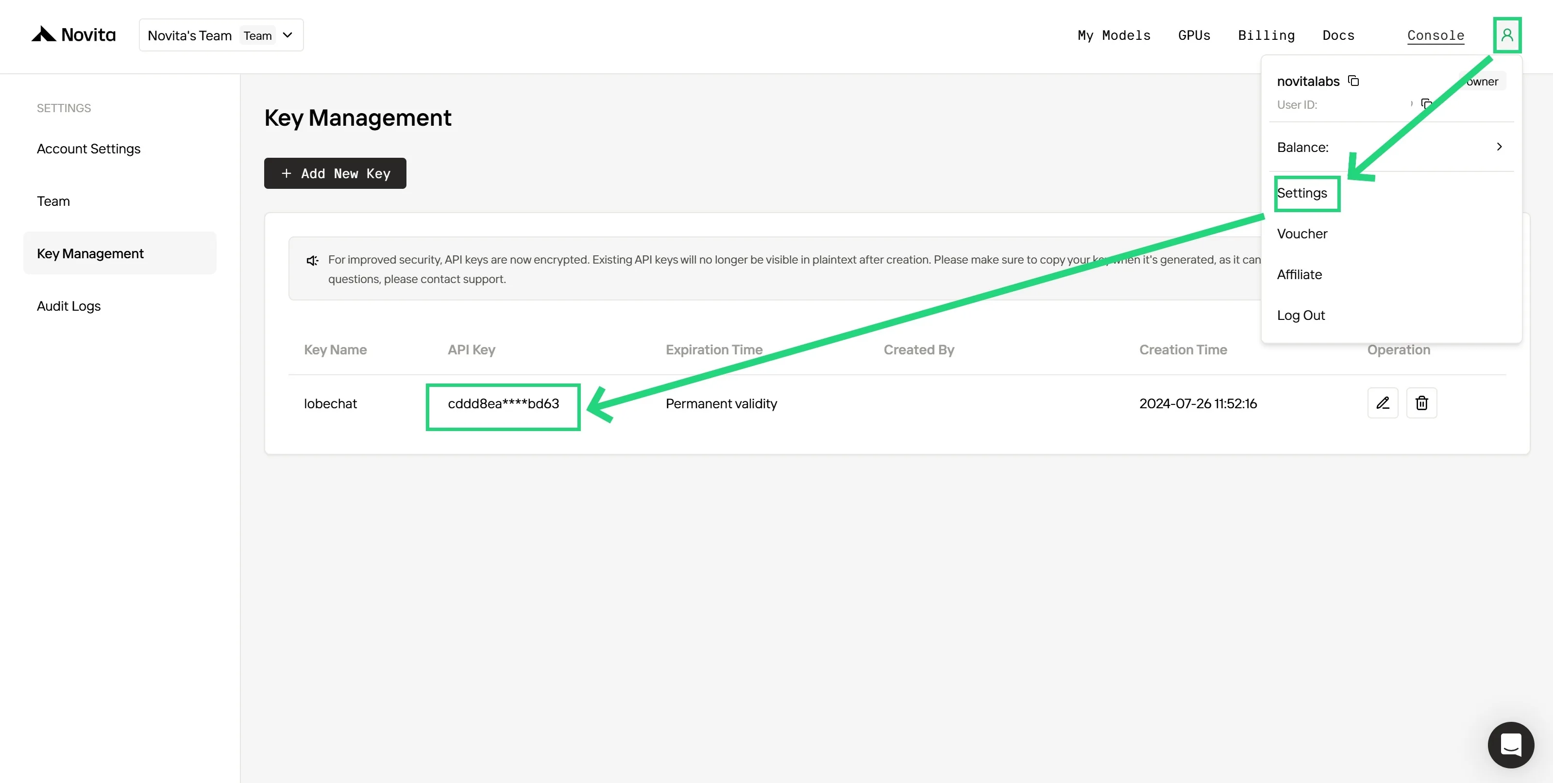 get api key