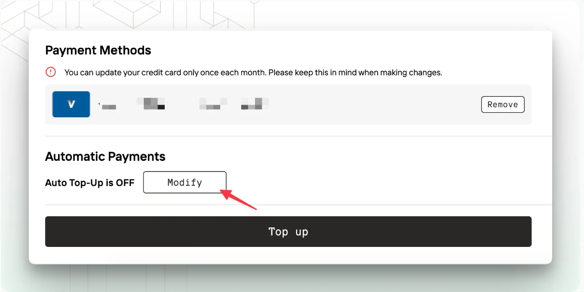 Configure Auto Top-Up