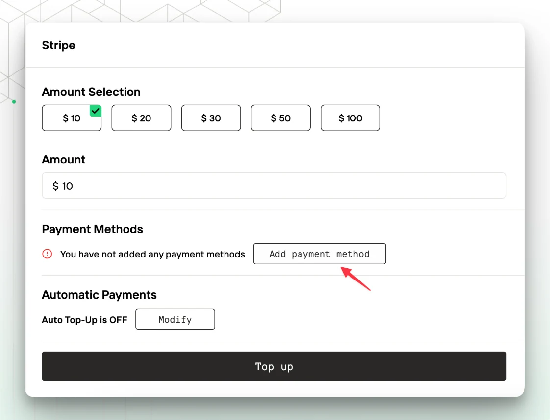 Go to Auto Top-Up Settings