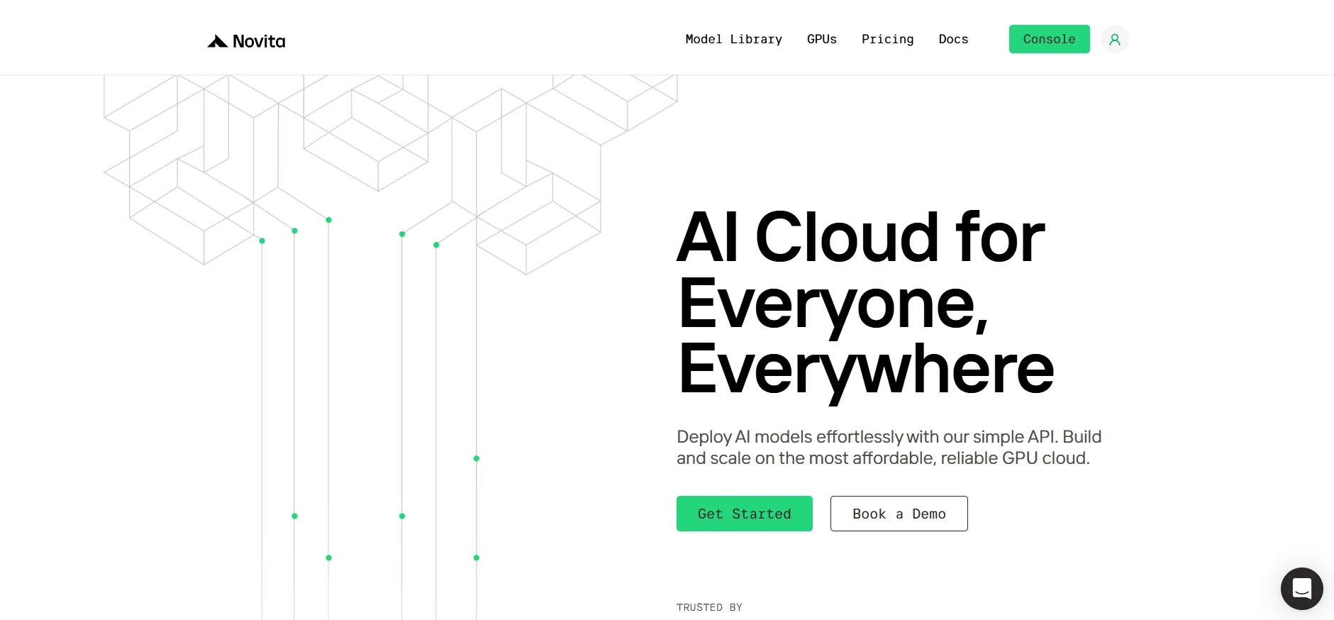 Novita AI website screenshot