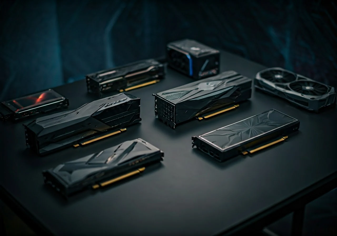 Verschiedene GPUs auf einem Tisch