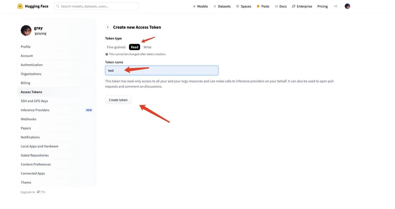 Steps to obtain tokens from Hugging Face