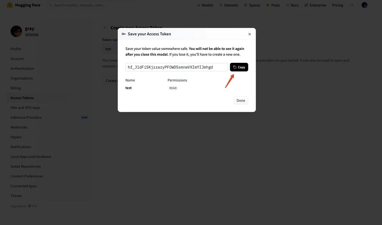 Steps to obtain tokens from Hugging Face