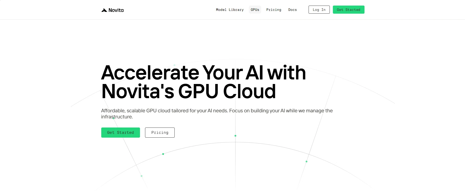 novita ai gpu website screenshot