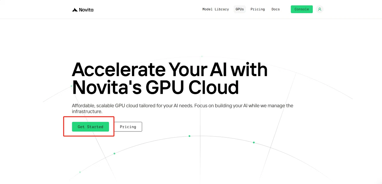 novita ai website screenshot