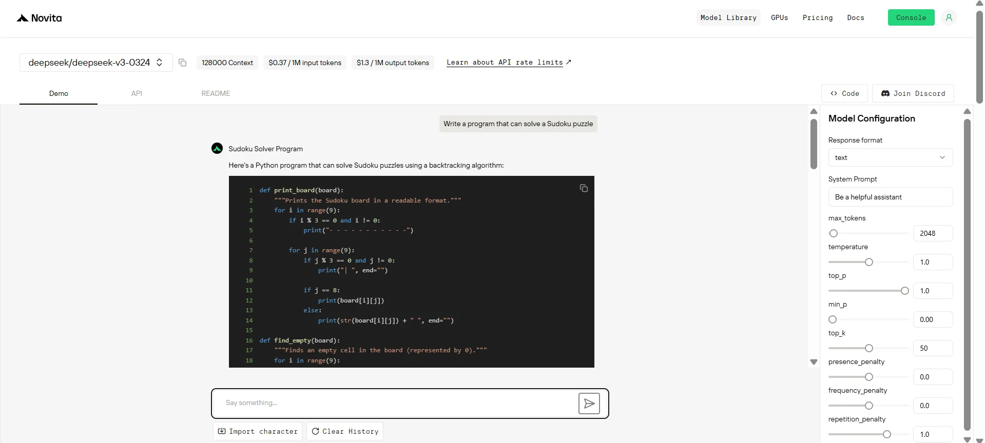 deepseek v3 code