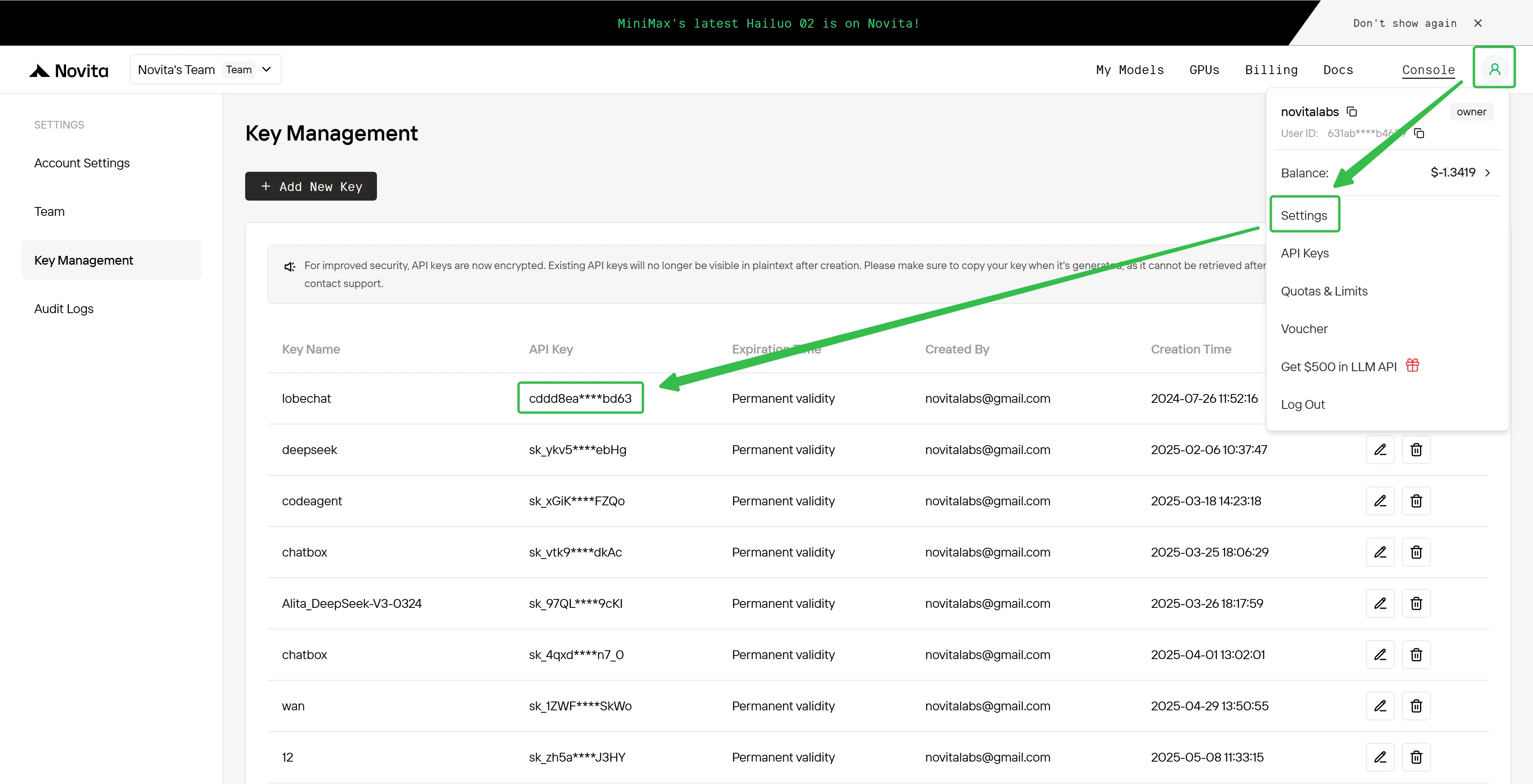 get api key
