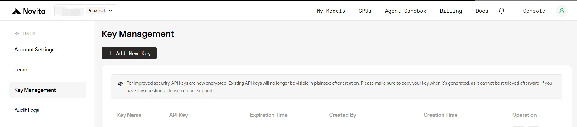 model api key