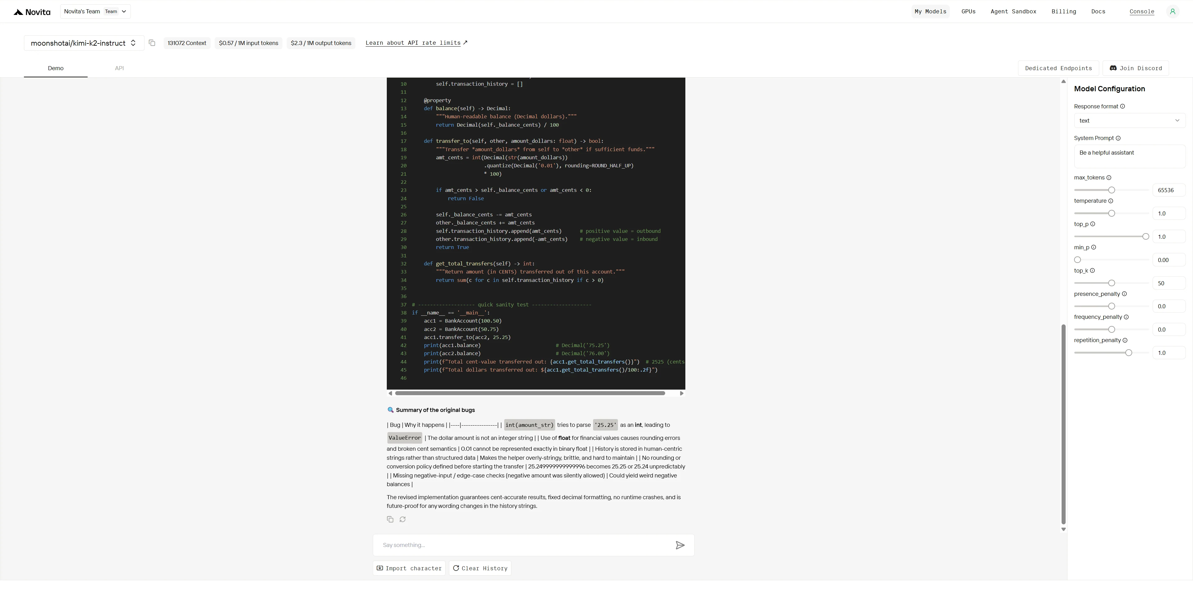 KimiK2 debugging performance