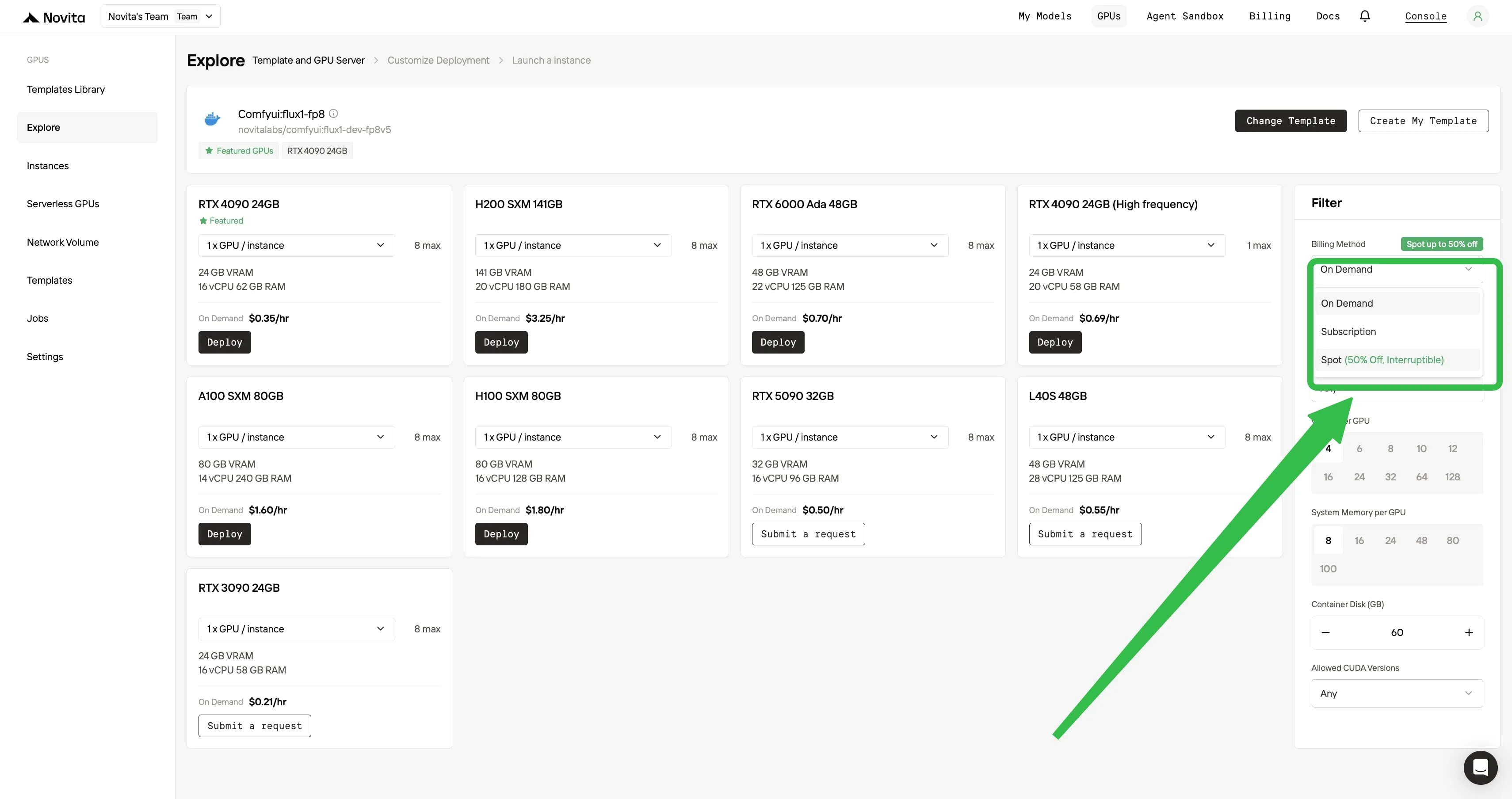 Step 2: Switch to Spot Billing