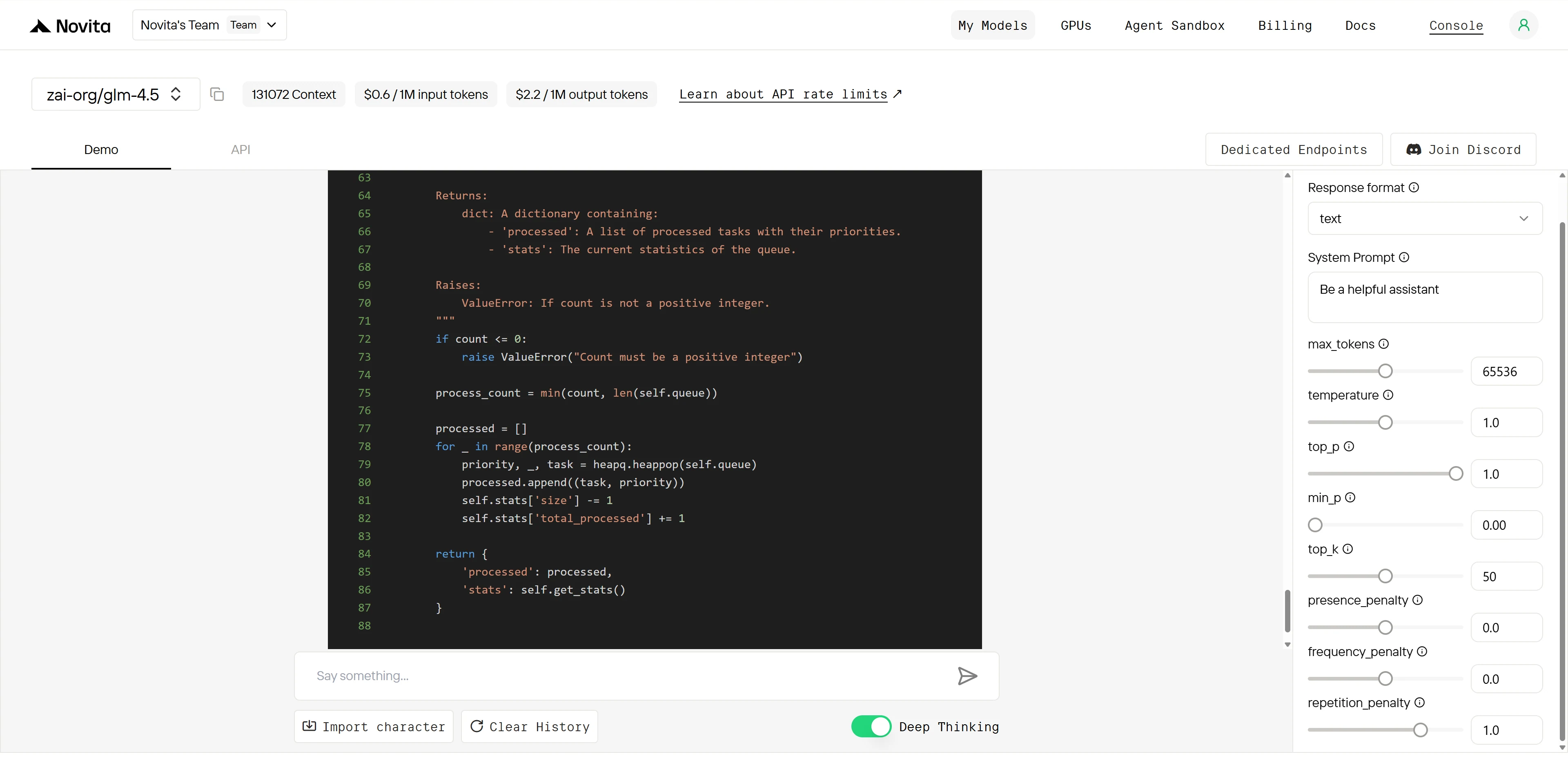 GLM4.5 Code-Herausforderung