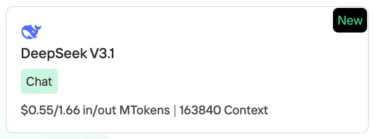 Preço do DeepSeek V3.1