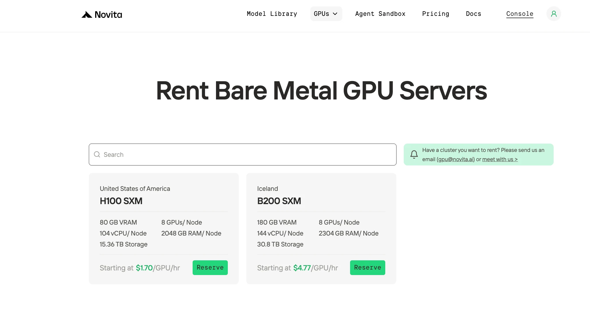 Физические серверы bare metal против инстансов по требованию на Novita AI