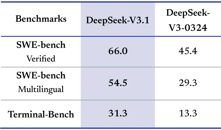 DeepSeek 3.1 Benchmark 1