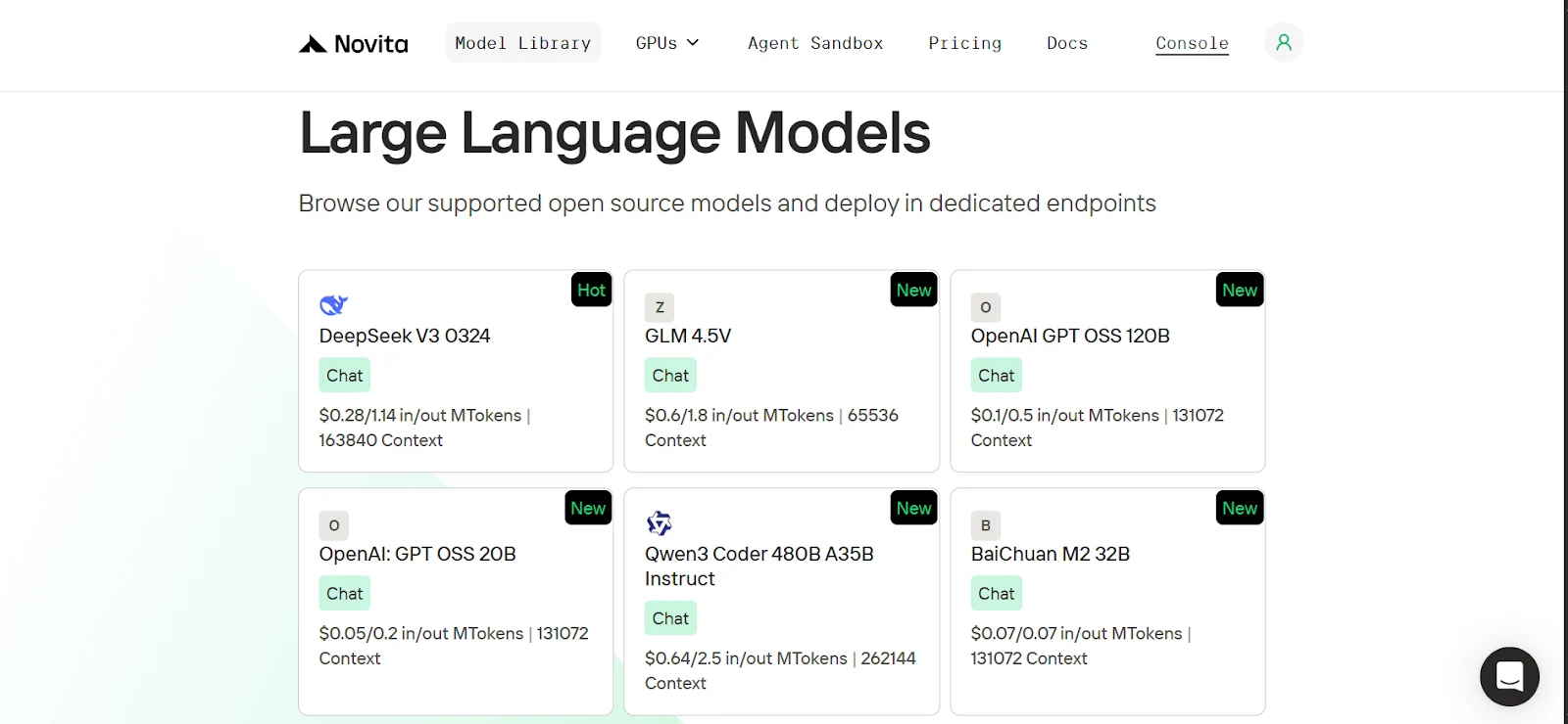 llm model list