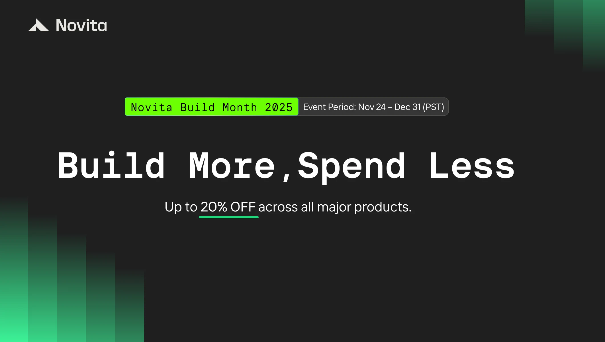 Novita Build Month: Todo lo que necesitas para crear aplicaciones de IA, ahora con hasta un 20% de descuento