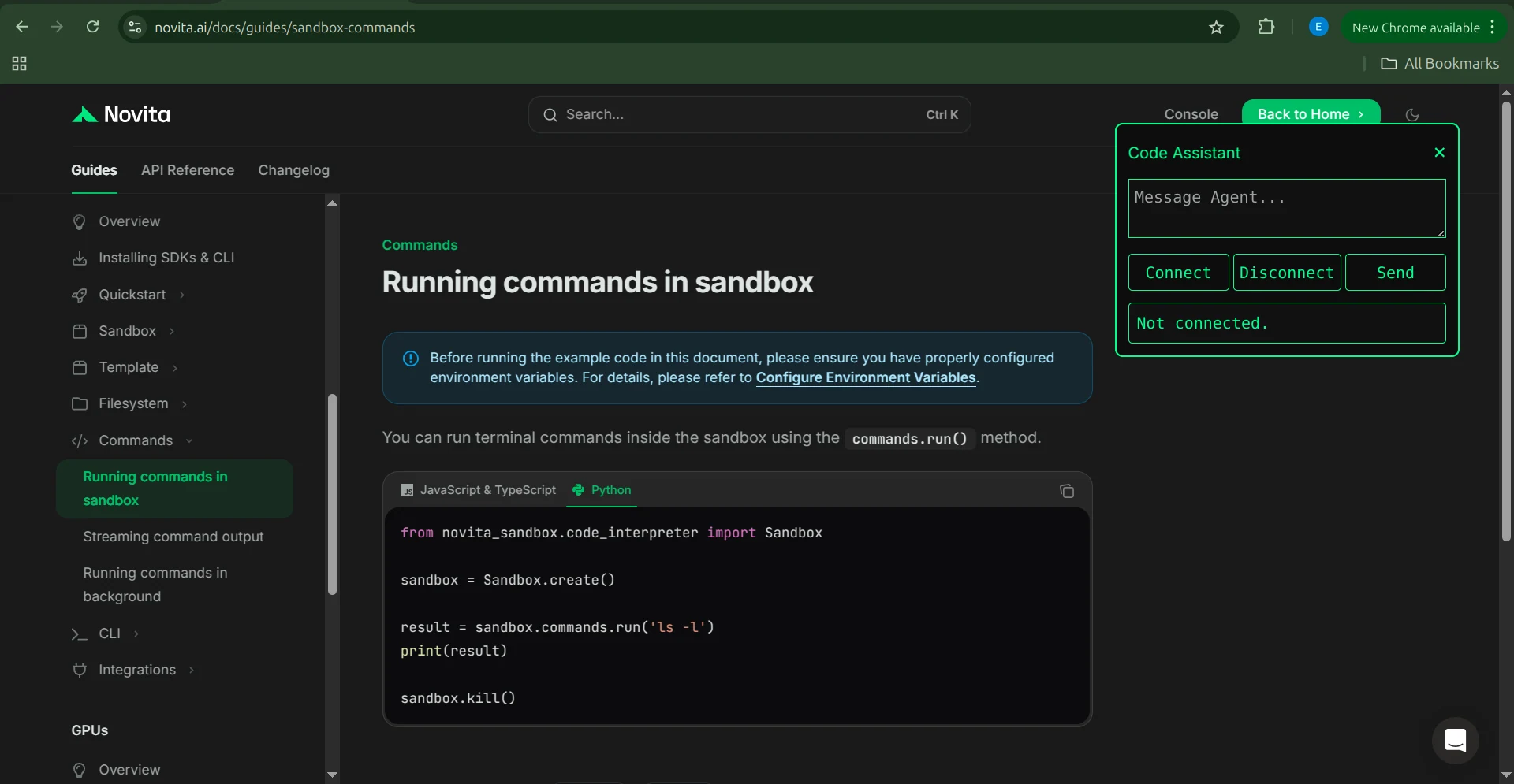 screenshoot of code aassistant
