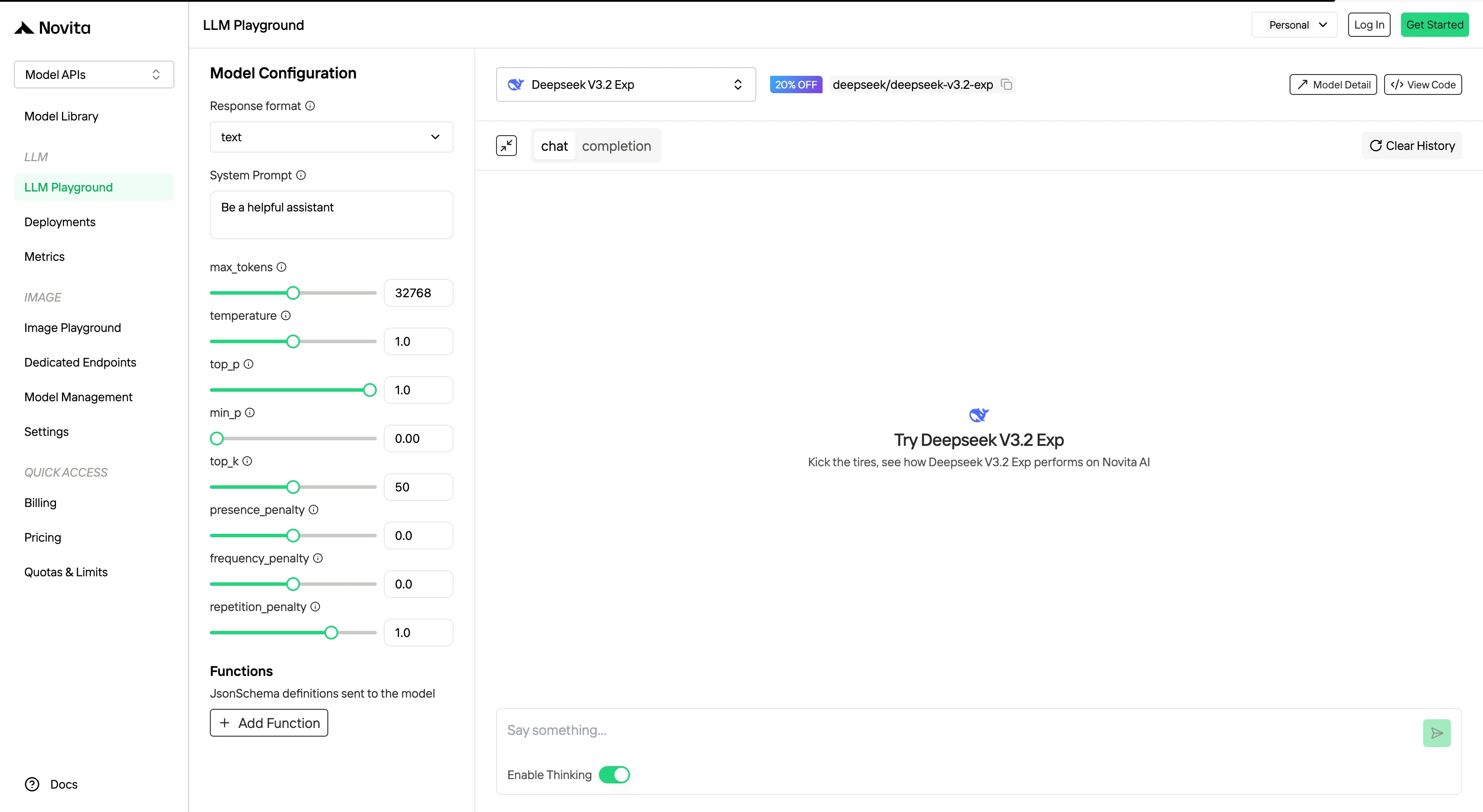 웹 인터페이스에서 DeepSeek V3.2 접근하기 (초보자에게 가장 쉬움)