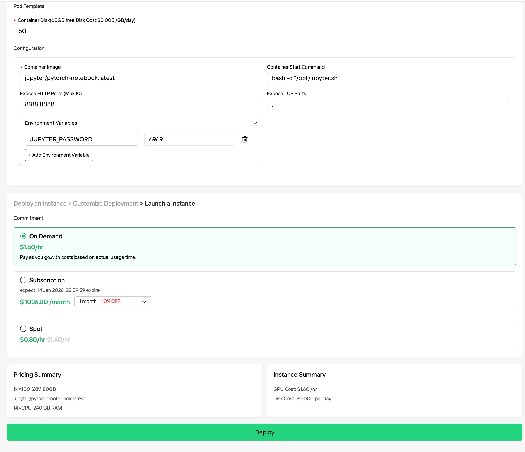 Tailor Your Deployment and Launch an instance