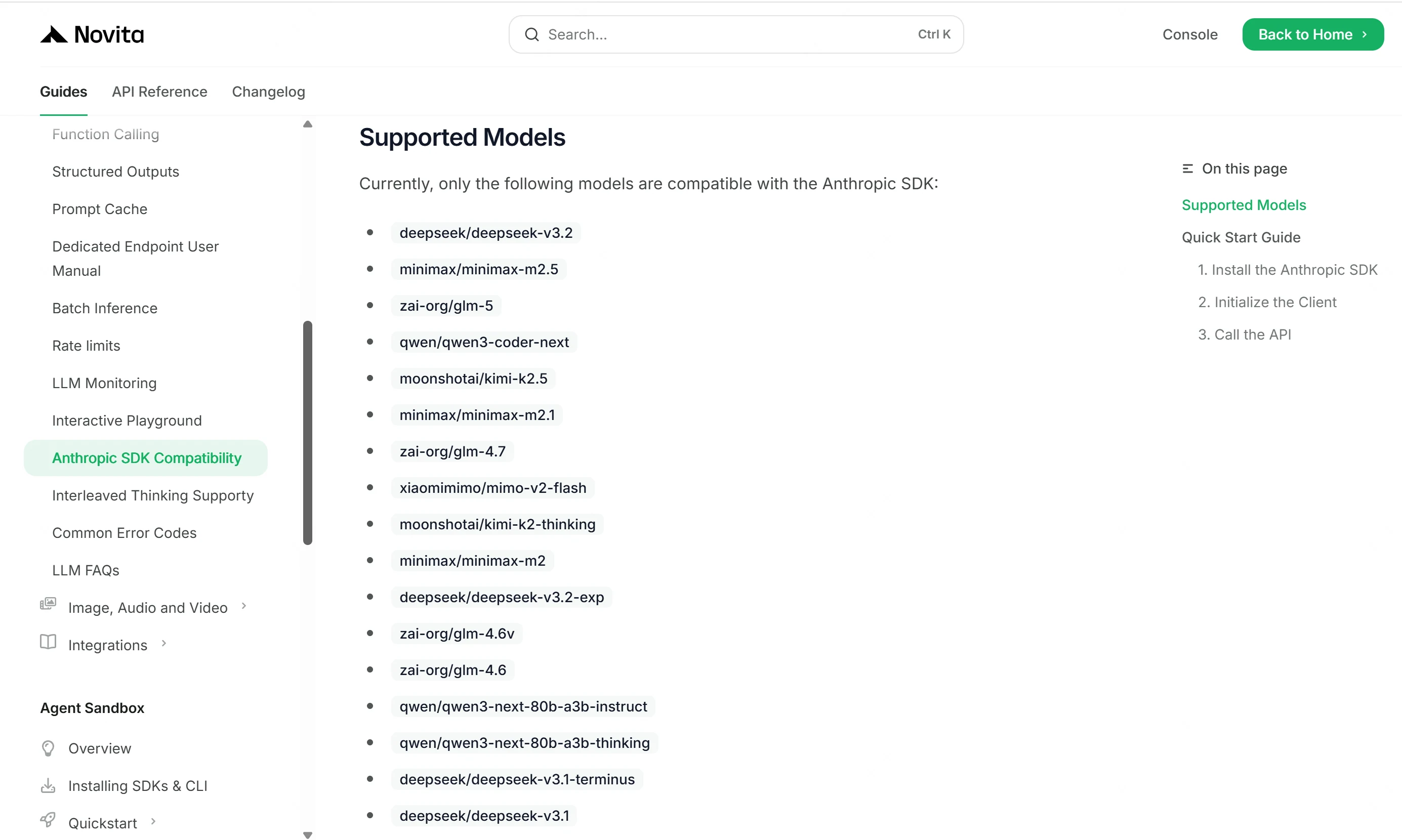 Anthropic SDK サポートモデル