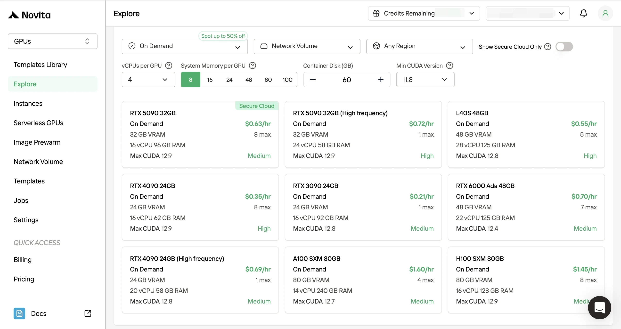 Choose a Template to deploy LLM easily.