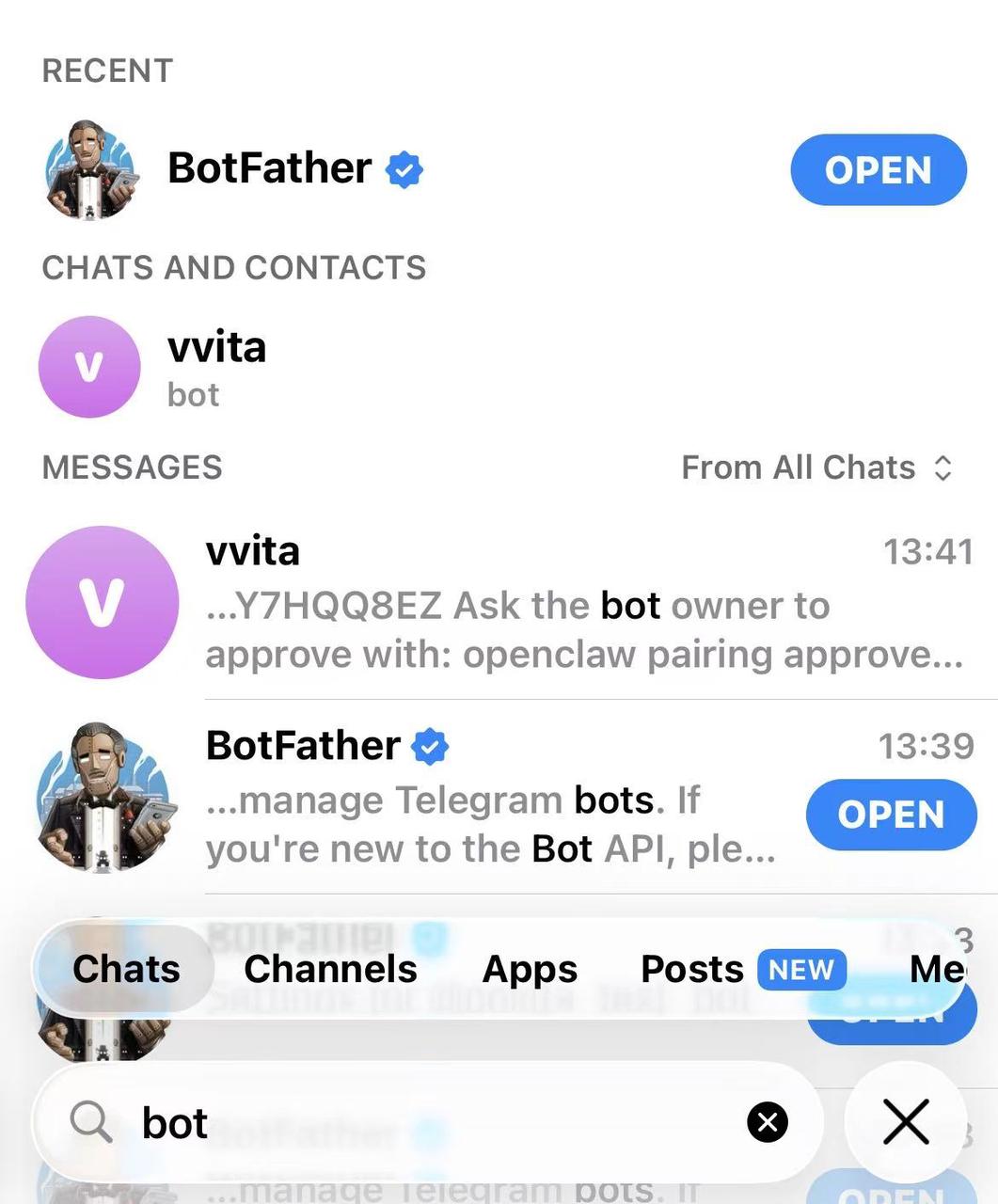 كيفية العثور على BotFather في Telegram