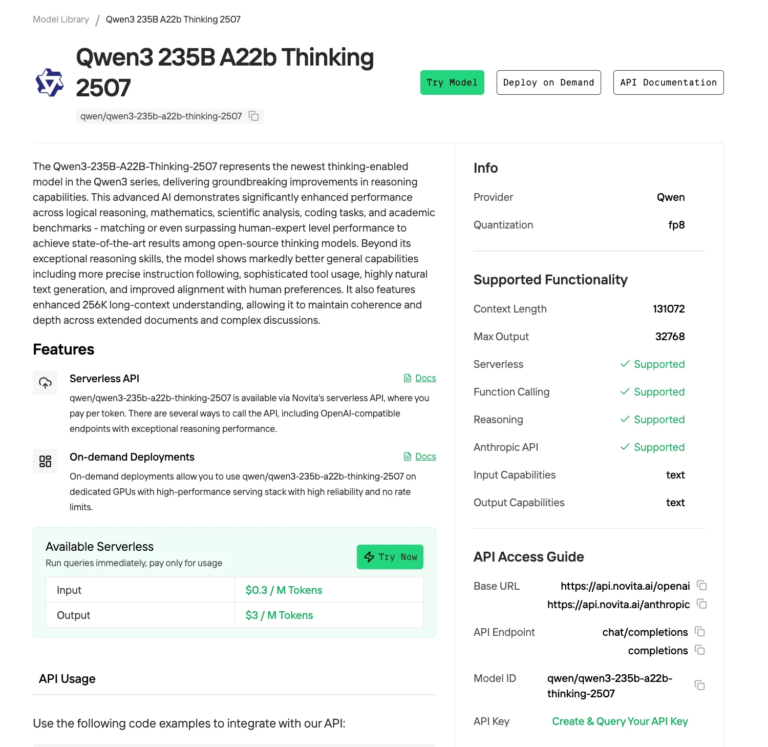 O Qwen3 235B A22b Thinking 2507 é barato