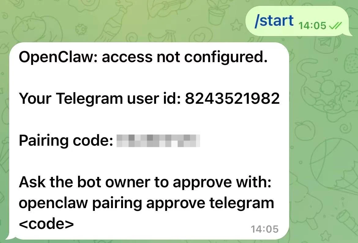 كيفية الحصول على رمز الإقران في Telegram لتوصيل OpenClaw