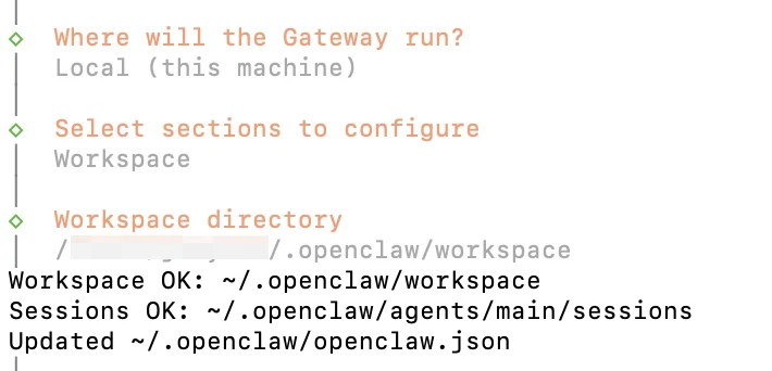 تكوين مساحة عمل OpenClaw: ستعمل البوابة محليًا