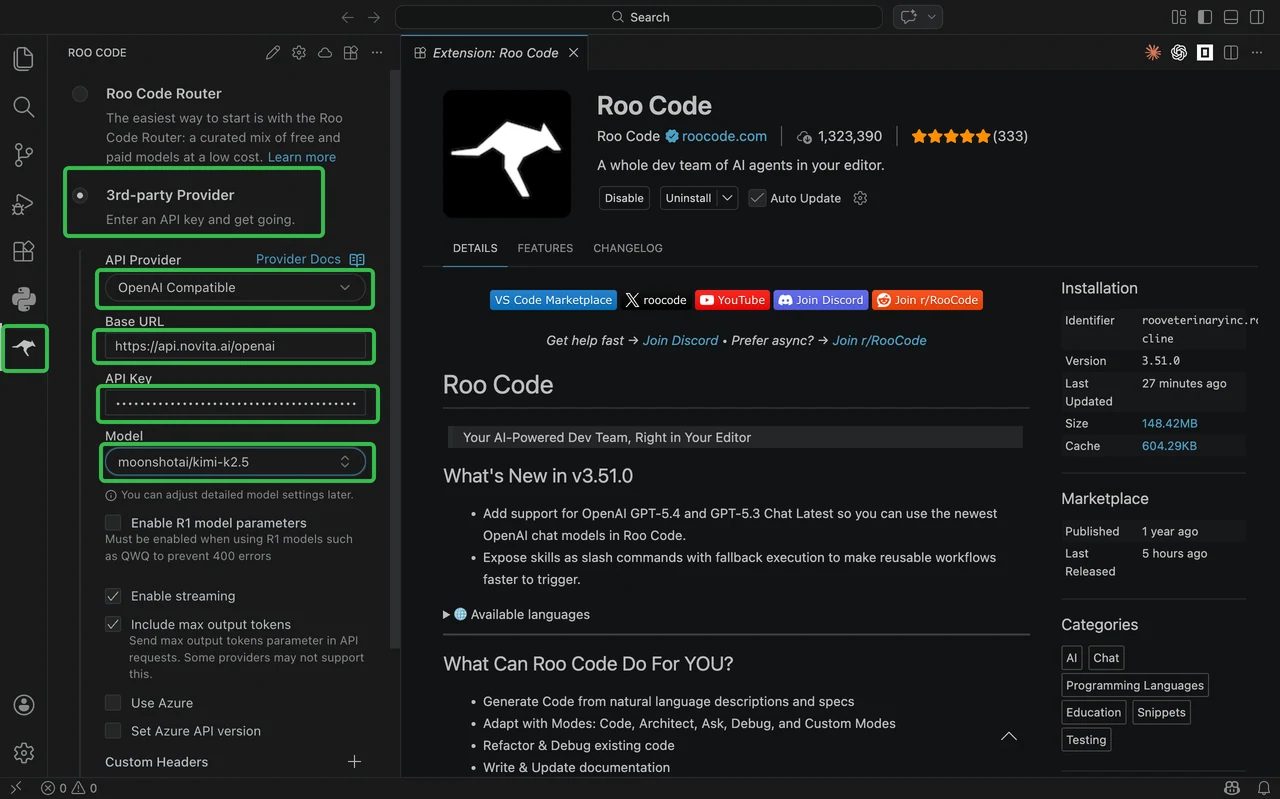 как использовать стороннего провайдера и настроить его в Roo Code