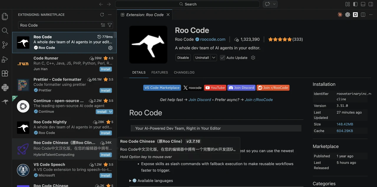 как установить Roo Code